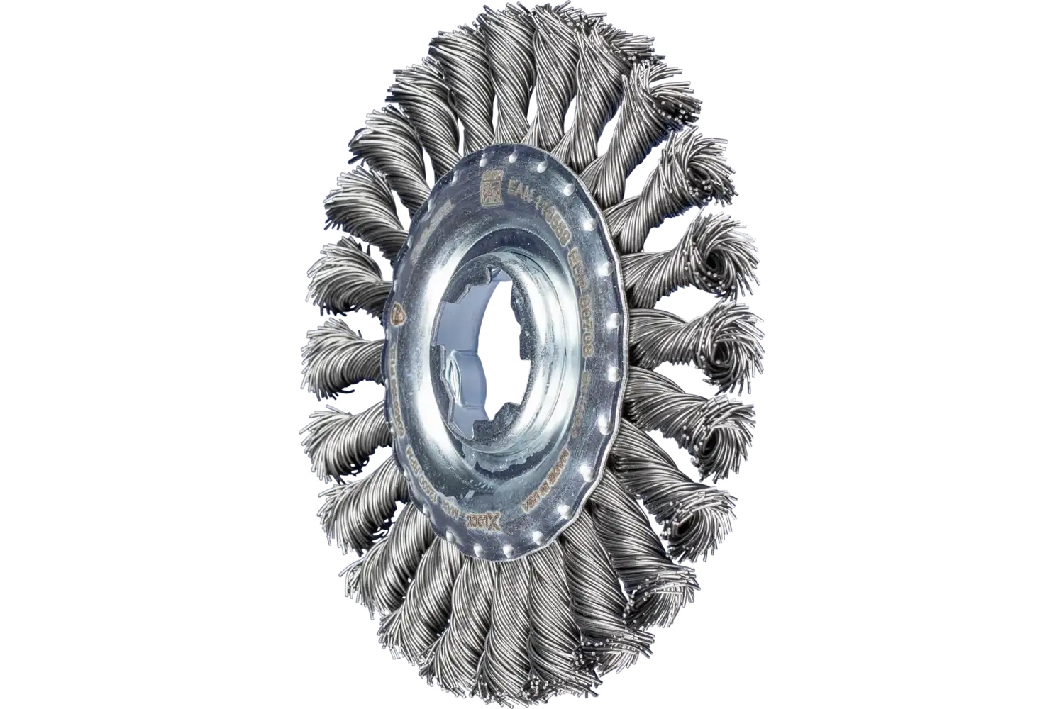 Picture of Pferd Standard Twist Knot Wire Wheel Brush 4-1/2" Dia. .020 Carbon Steel X-Lock